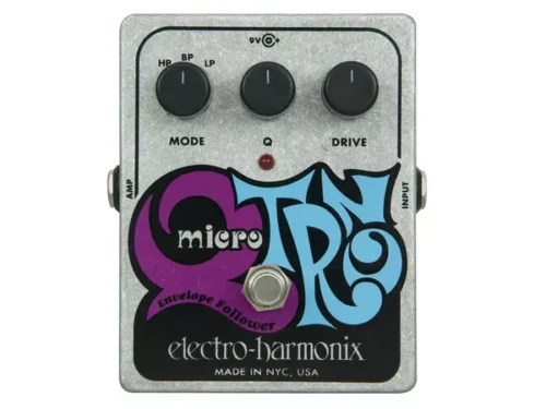 Electro-Harmonix Micro Q-Tron vista frontale con manopole di Gain e Range.